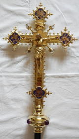 Brass Gothic Processional Crucifix